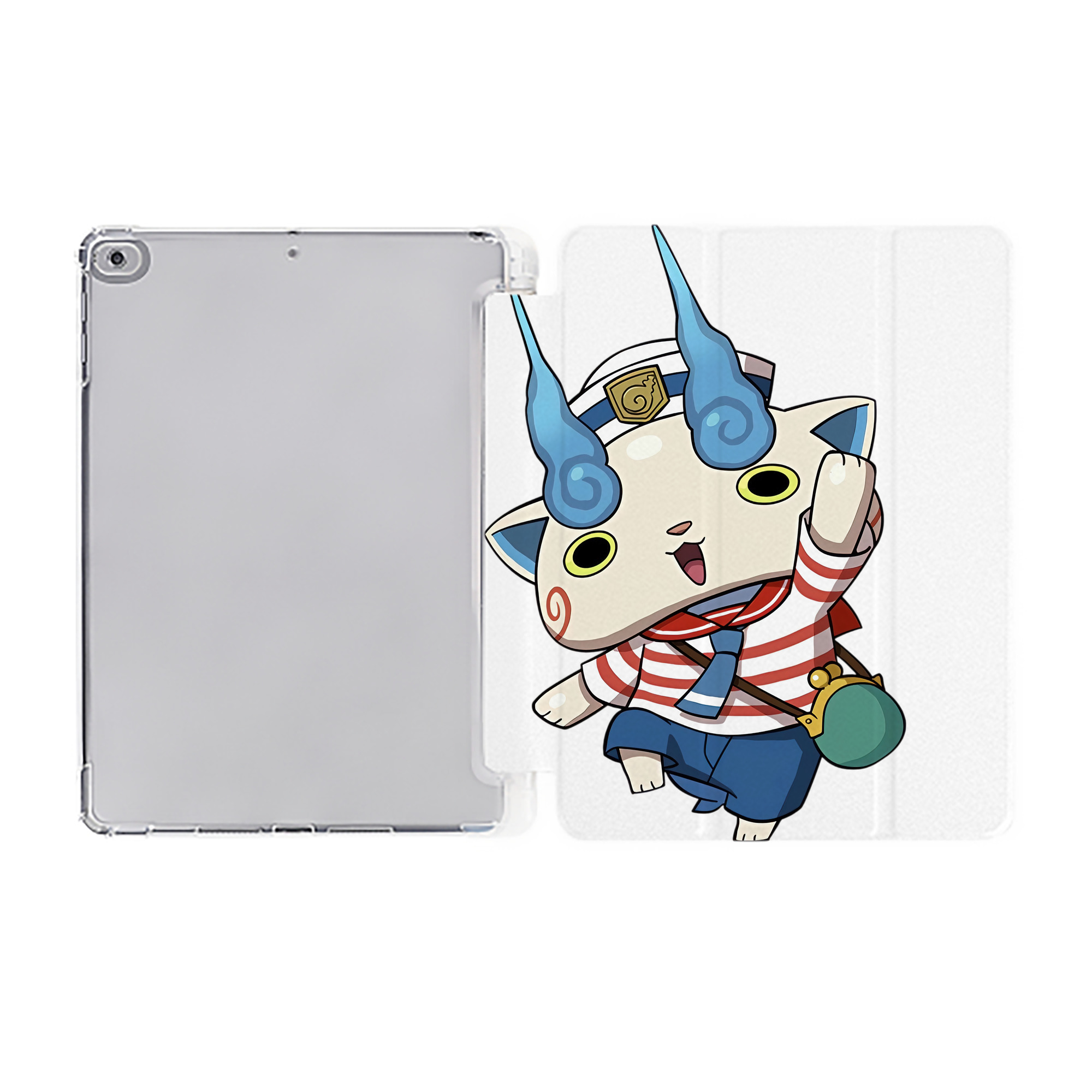 （画像用） 妖怪ウォッチ Yo-kai Watch IPad ケース ペン収納付き 三つ折りスタンド PUレザー×シリコン 対応機種9.5/10.5/10.9インチ